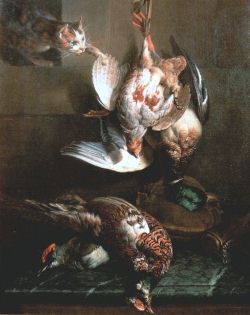 Desportes, c. 1700, A Cat Attacking Dead Game