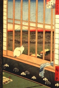 Hiroshige, 1858, Cat In A Window